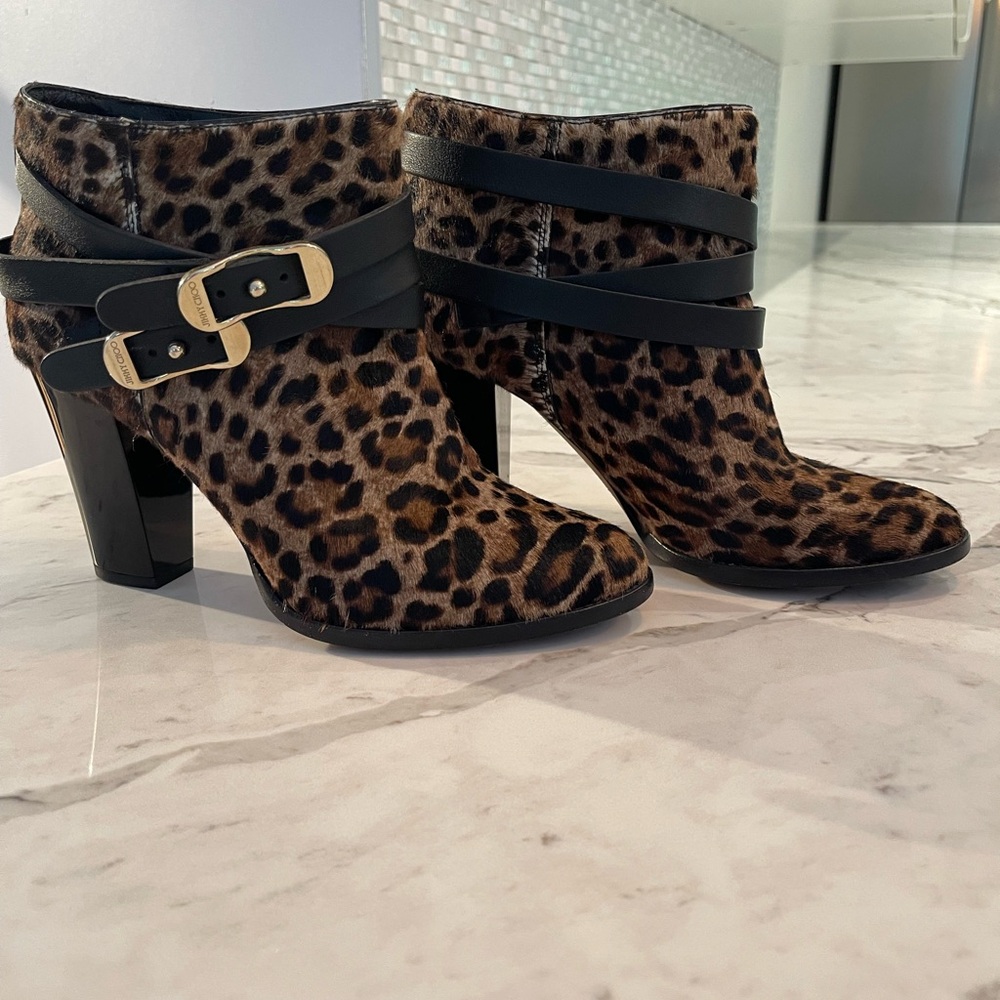 JIMMY CHOO Boots Ponyhair Animal Print Womens Size 40 /Us7.5-8 - Picture 2 of 10